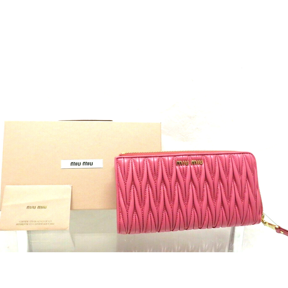 New Miu Miu Pink Peonia Matelasse Lux Leather Zip… - image 7